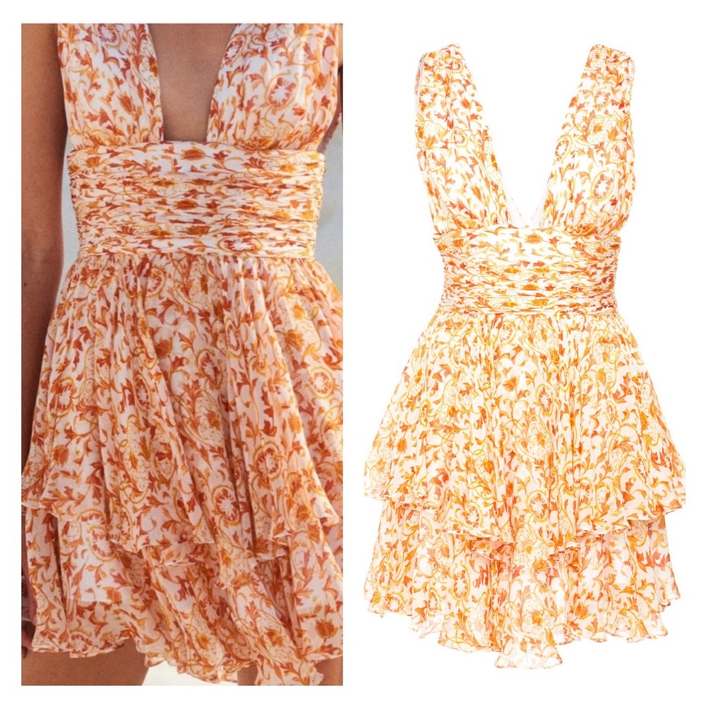 CAROLINE CONSTAS Paros silk-chiffon mini dress